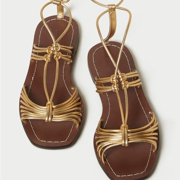 Loeffler Randall Romy Gold Brown Strappy Sandals - Picture 1 of 6